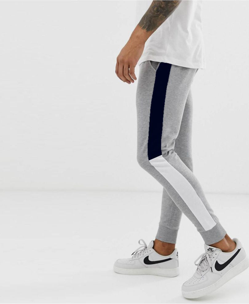 Grey Stripe Ribbed Joggers