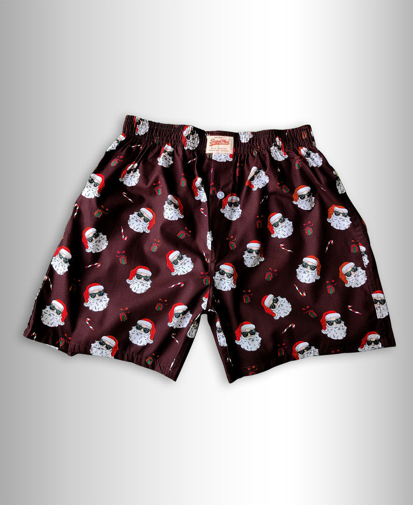 Dark Brown Santa Print Boxer