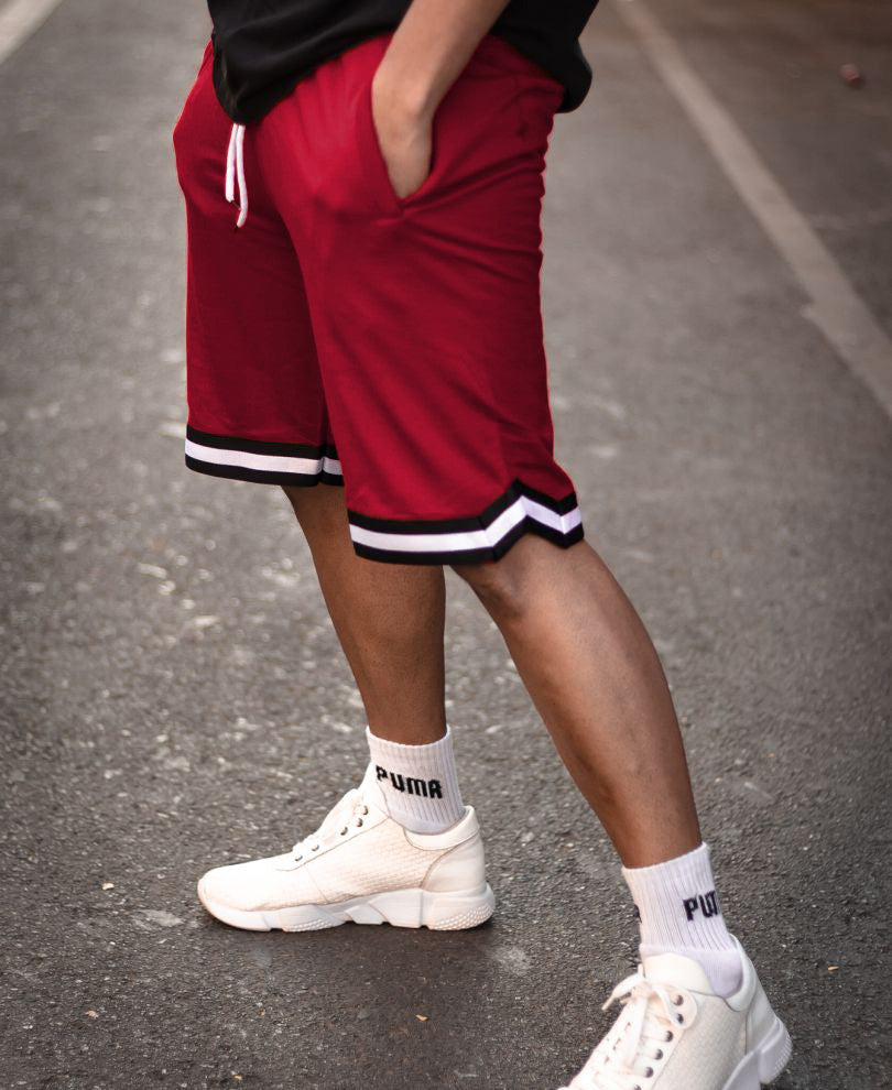 Urban Maroon Stripes Shorts