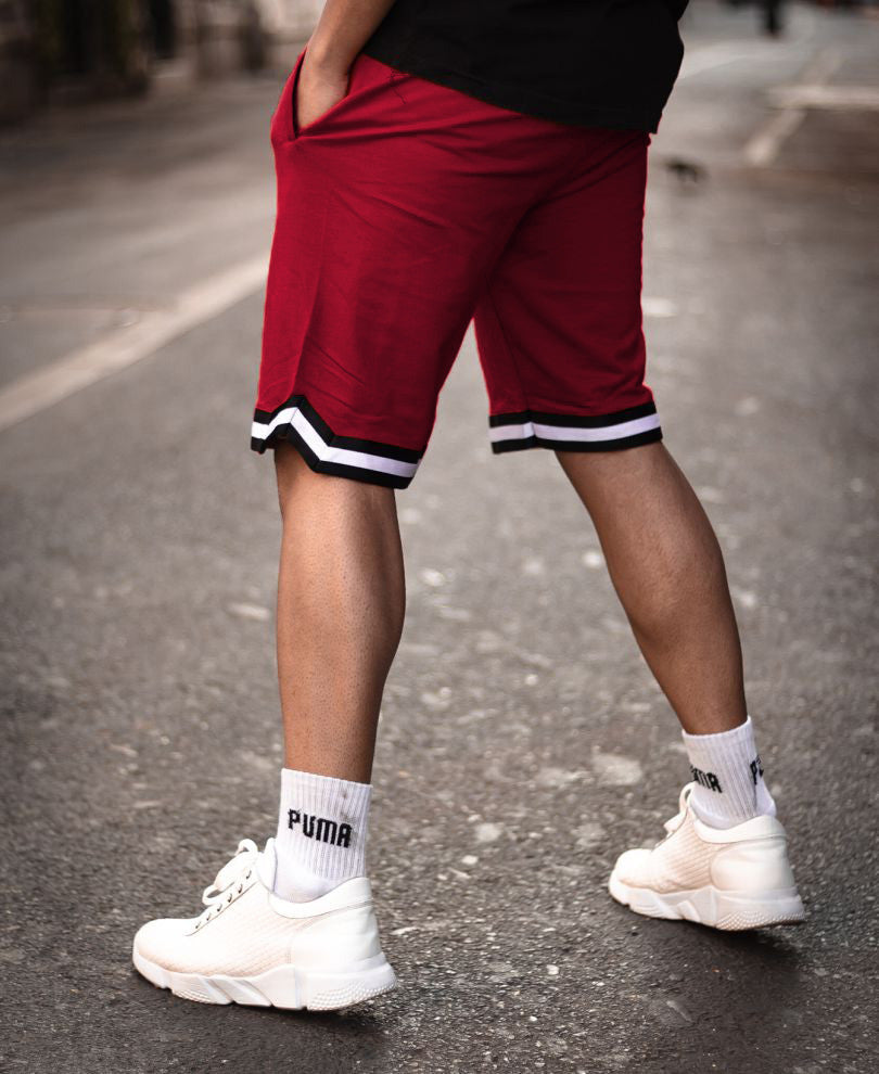 Urban Maroon Stripes Shorts