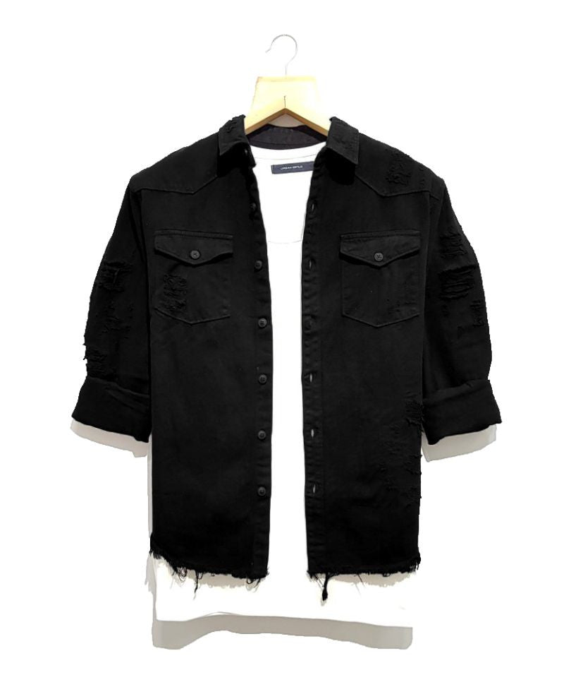 Black Ripped Casual Shirt