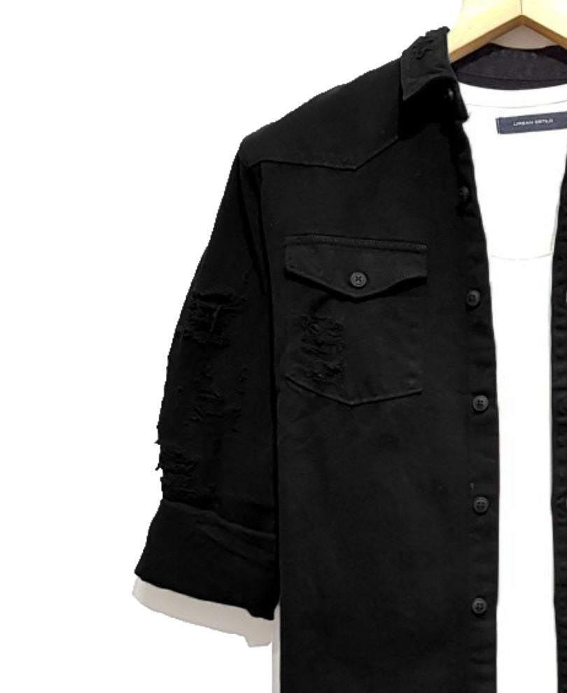 Black Ripped Casual Shirt