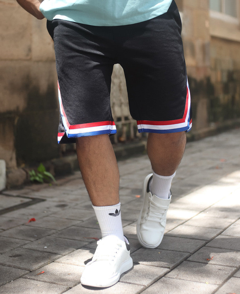 Black Stripe Bottom Cut Dri Fit Shorts