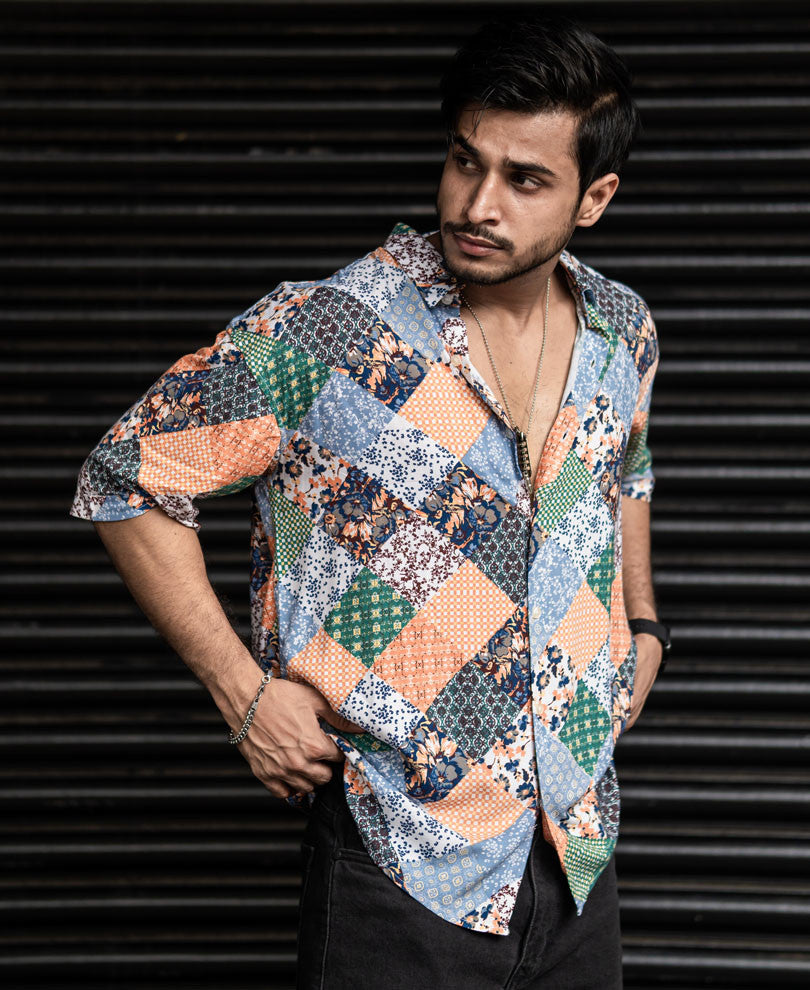 Multi Color Floral Print Oversize Drop Shoulder Shirt