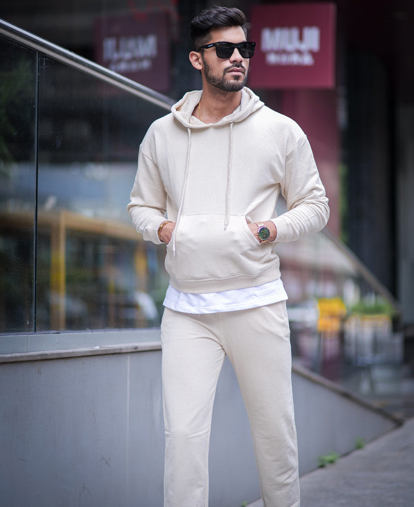 Beige Oversize Hoodie With Baggy Track Pant