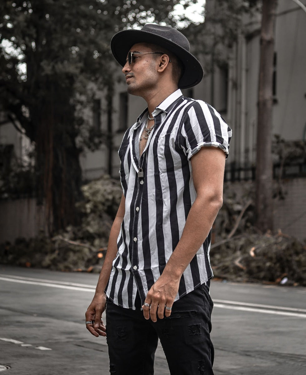 Black Stripes Half Sleeves Shirt