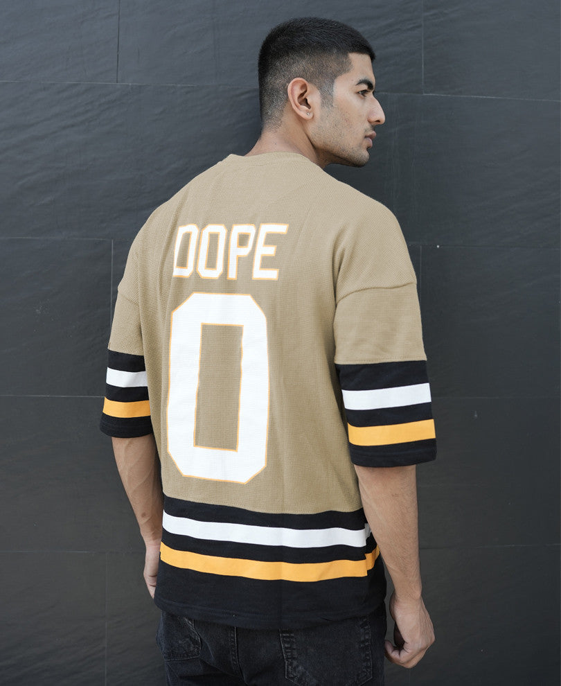 Beige Boston Oversize Drop Shoulder T Shirt