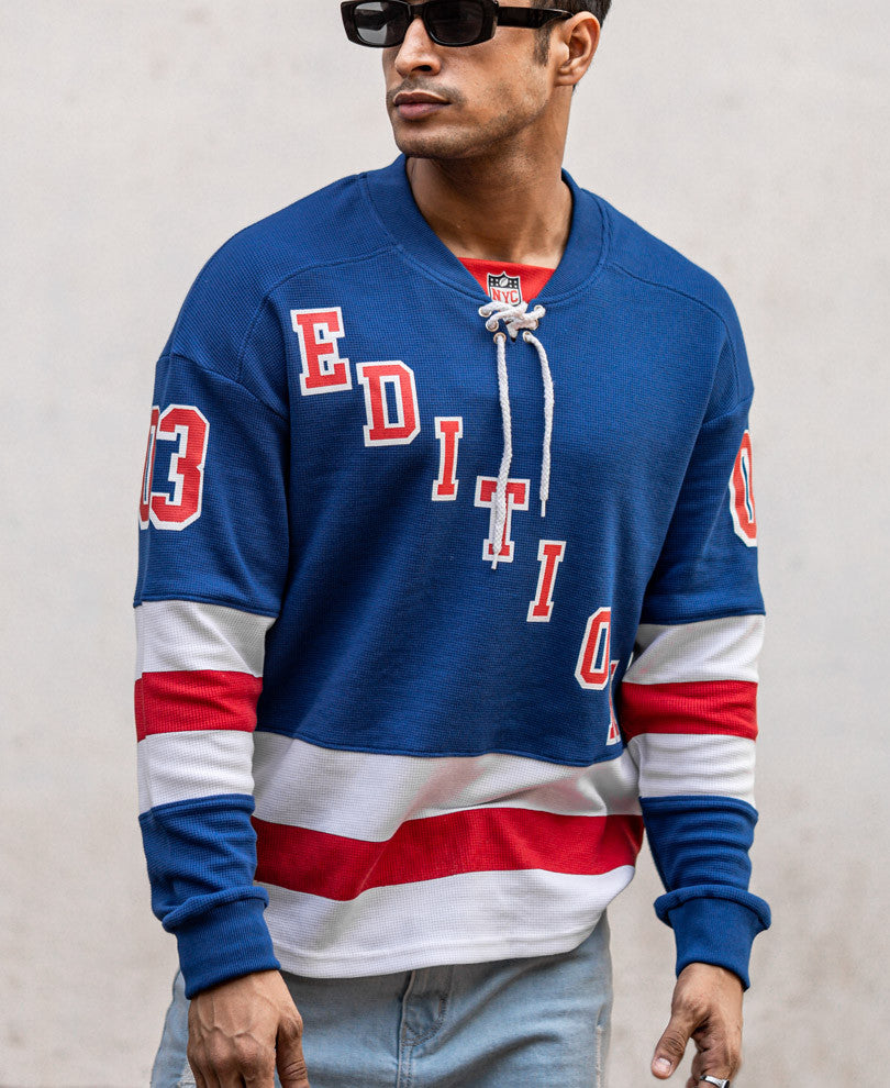 Royal Blue 03 Back Print Oversize Drop Shoulder T Shirt