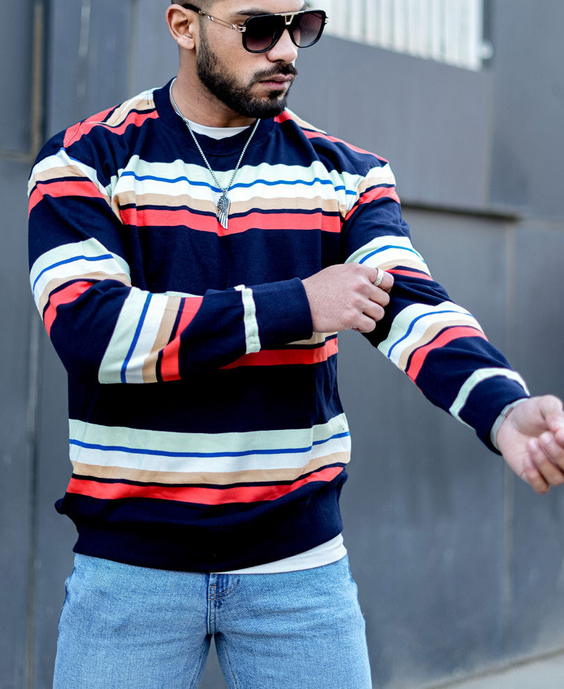Multi Striped Full Sleeves T Shirt