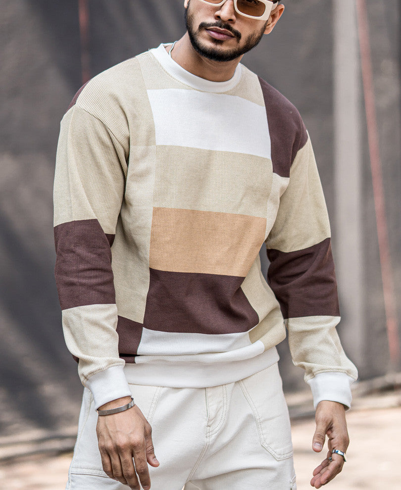 Multi Color Block Print Oversize Drop Shoulder T Shirt