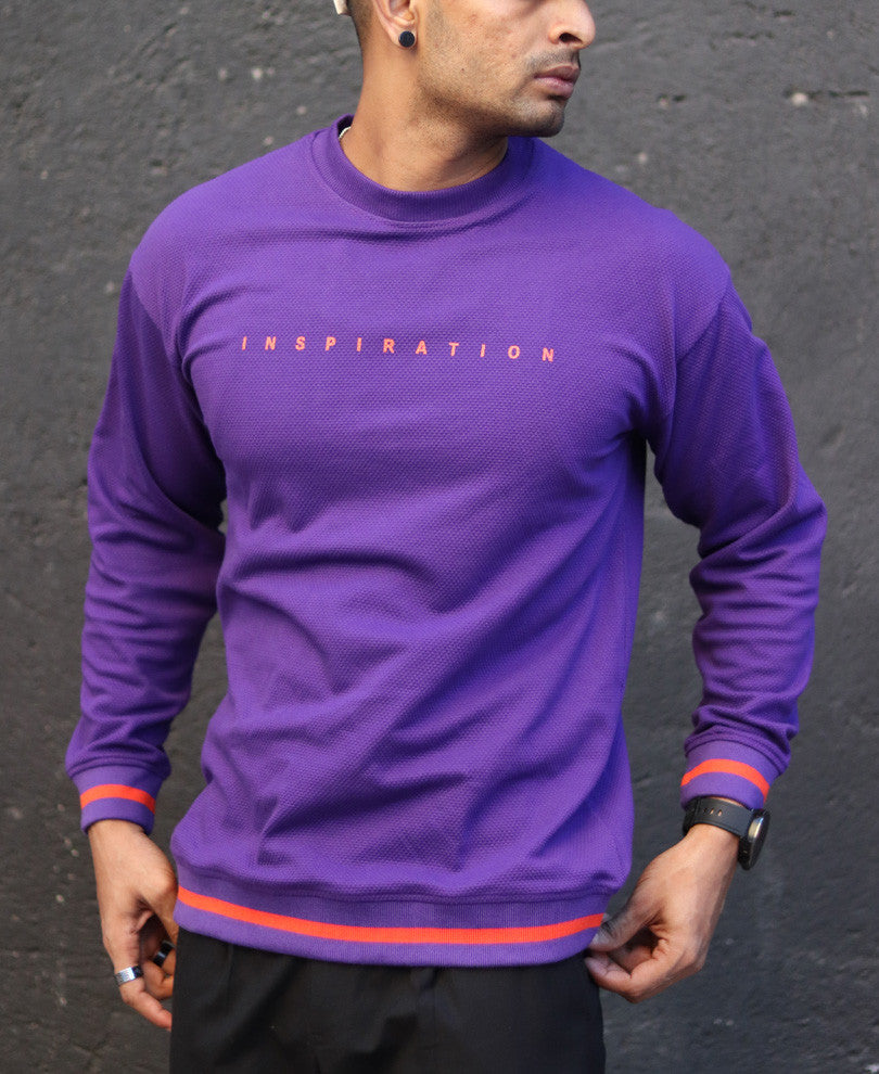 Purple Inspiration Print Oversize Drop Shoulder Sweatshirt