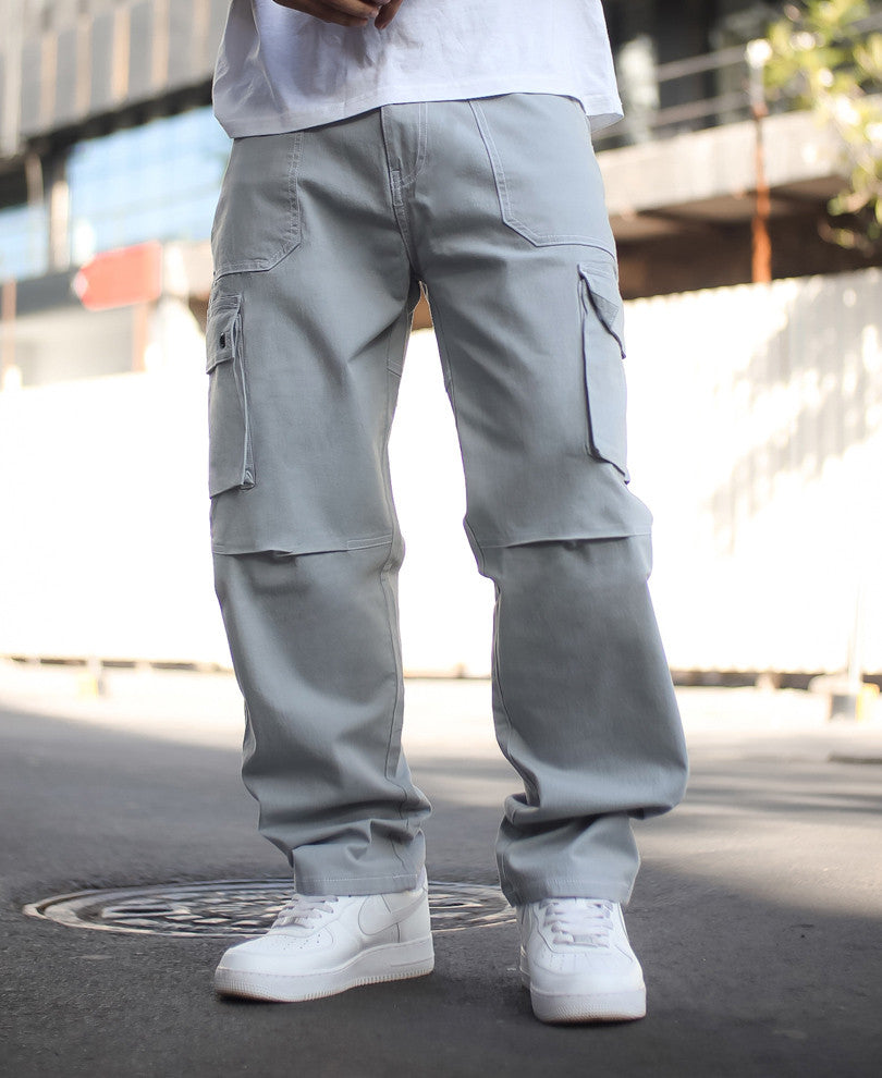 Light Grey Cargo Pocket Baggy Fit Cargo Pant
