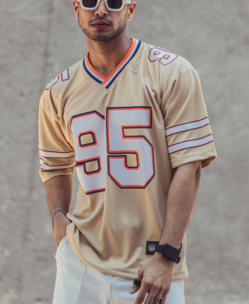 Beige 95 Print Oversize Drop Shoulder Dri-Fit Jersey