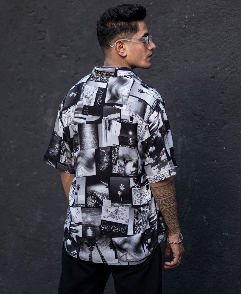 Black Frame Art Print Oversize Drop Shoulder Shirt