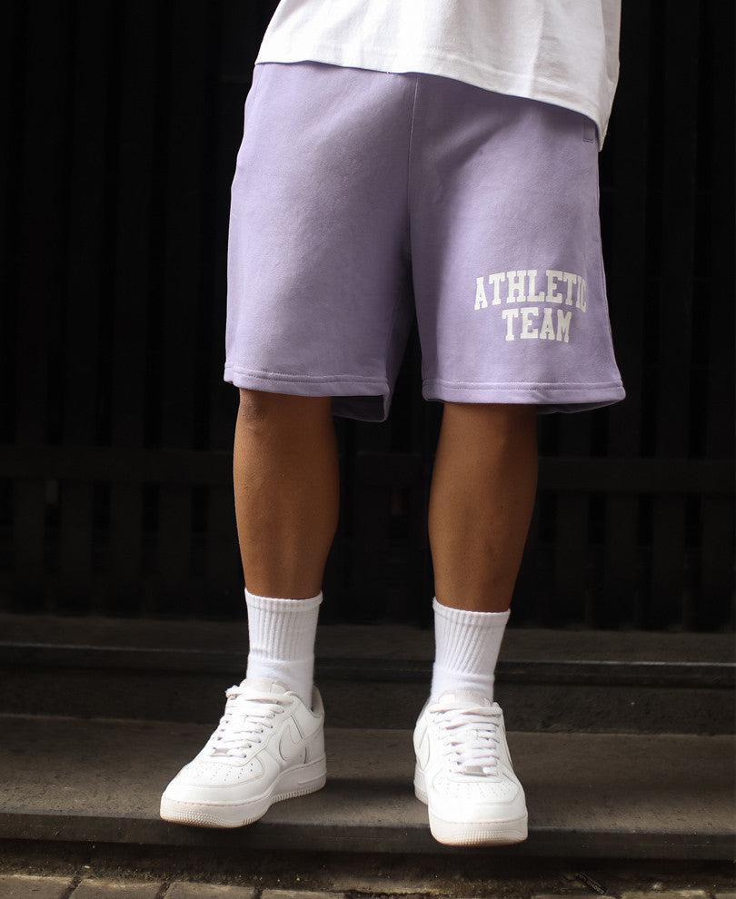 Purple Athletic Team Print Shorts
