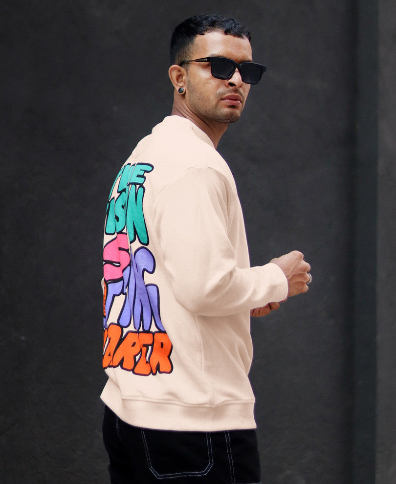 Off White Vision Back Print Oversize Drop Shoulder Sweatshirt