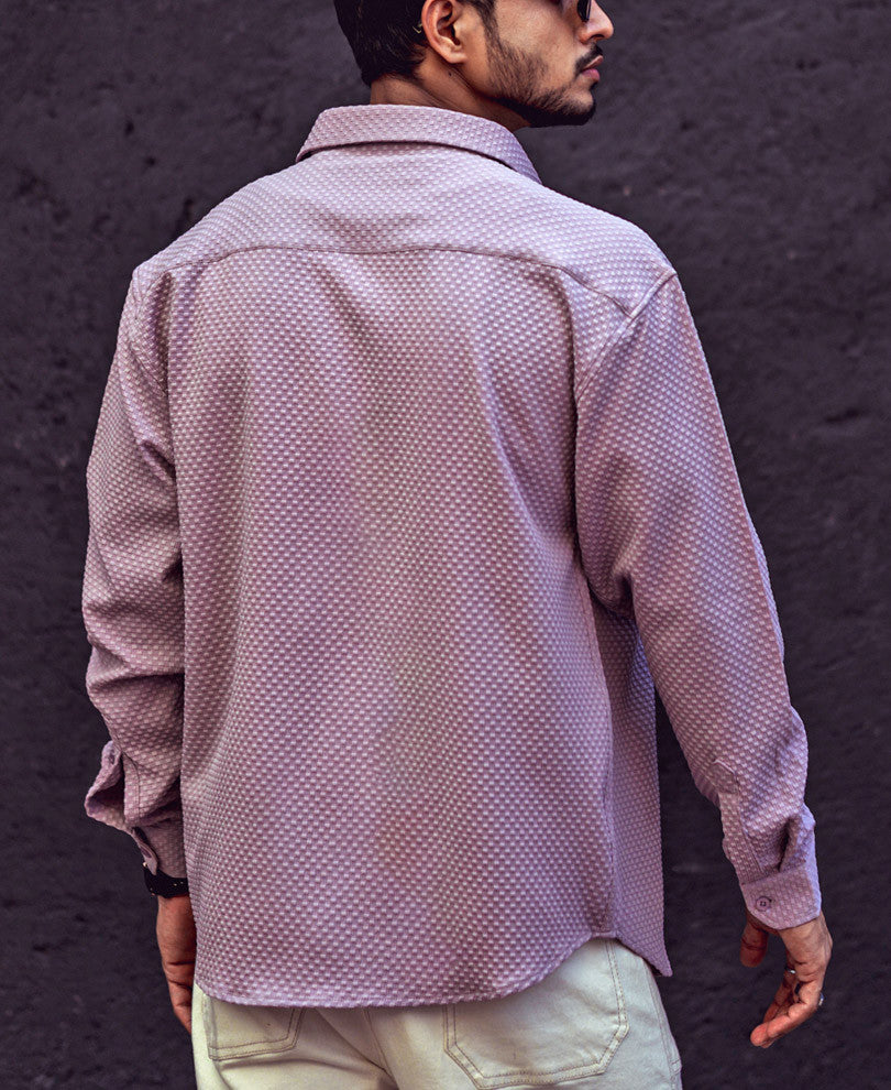 Dusty Pink Textured Shacket Oversized Shirt