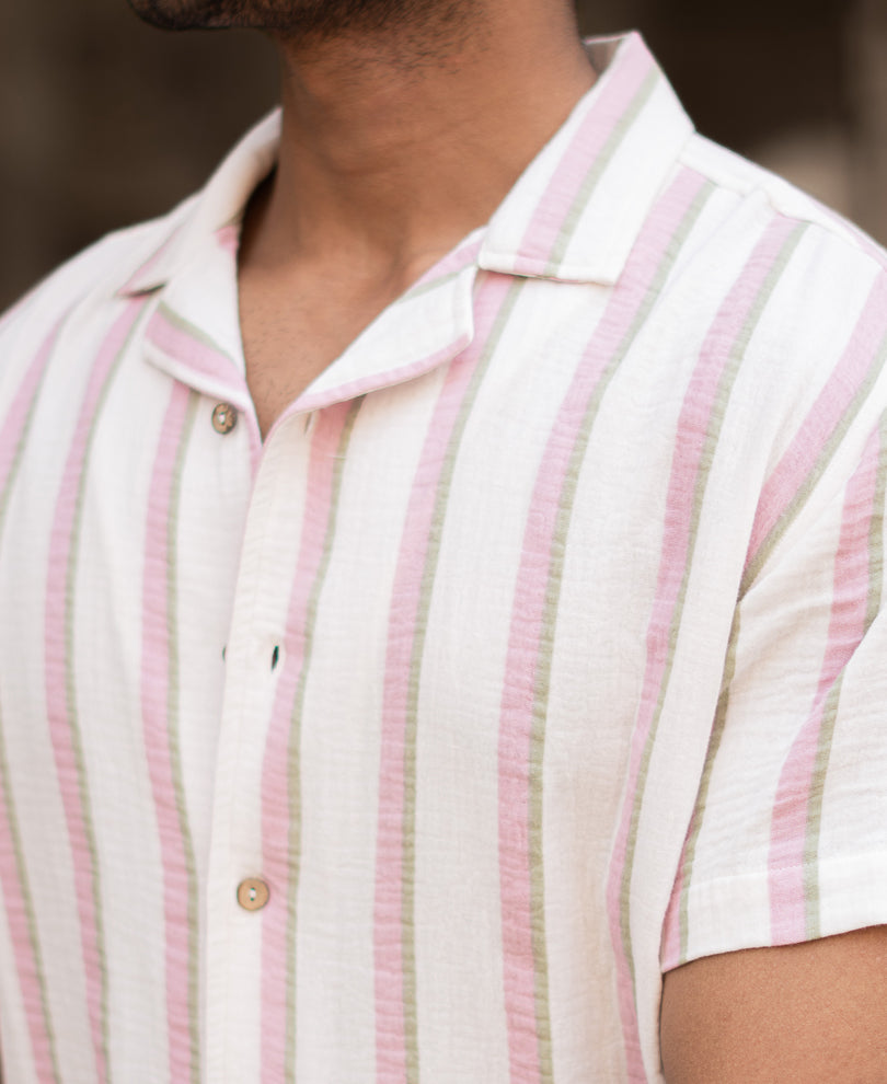Light Pink Regular Fit Half Sleeves Shirt