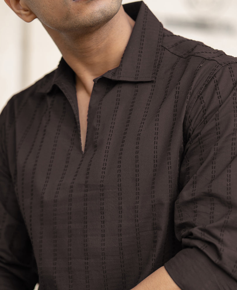 Dark Grey Structured Regular Fit Shirt