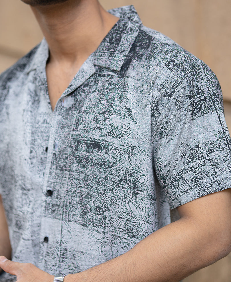 Grey Abstract Print Colour Shirt
