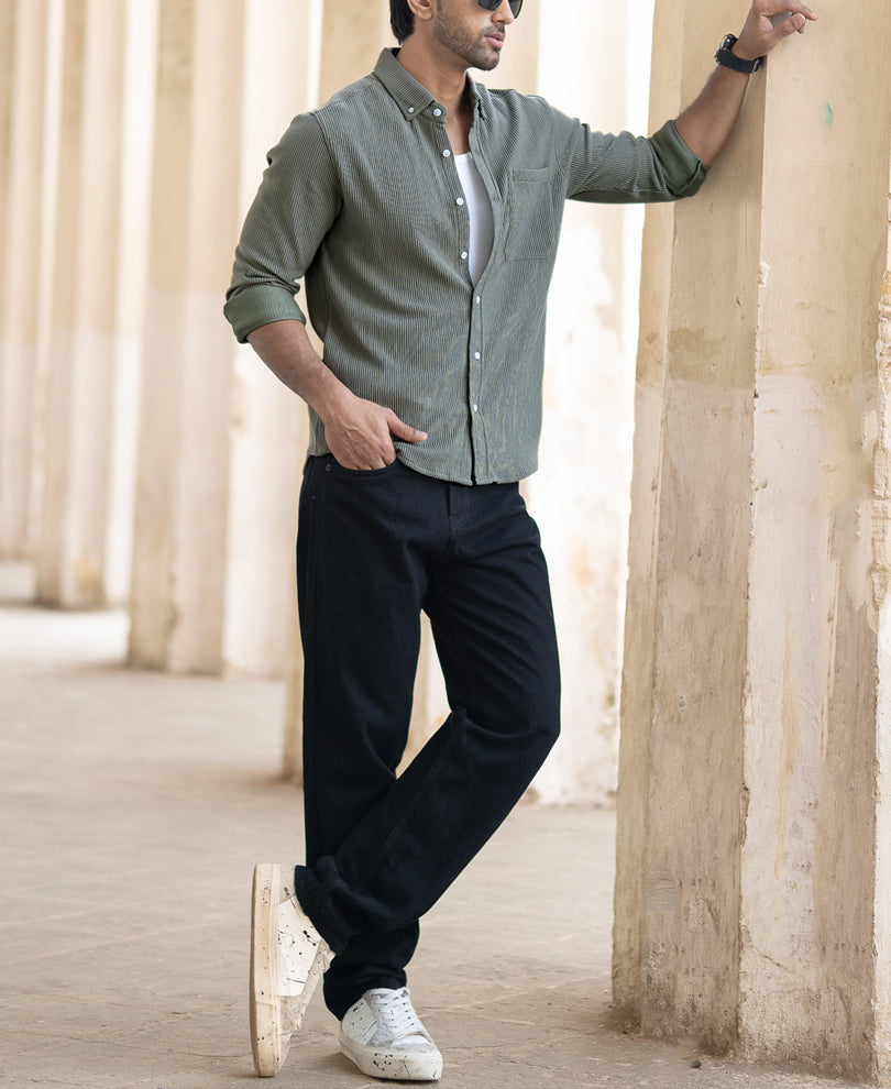 Agave Green Regular Fit Full Sleeves Shirt
