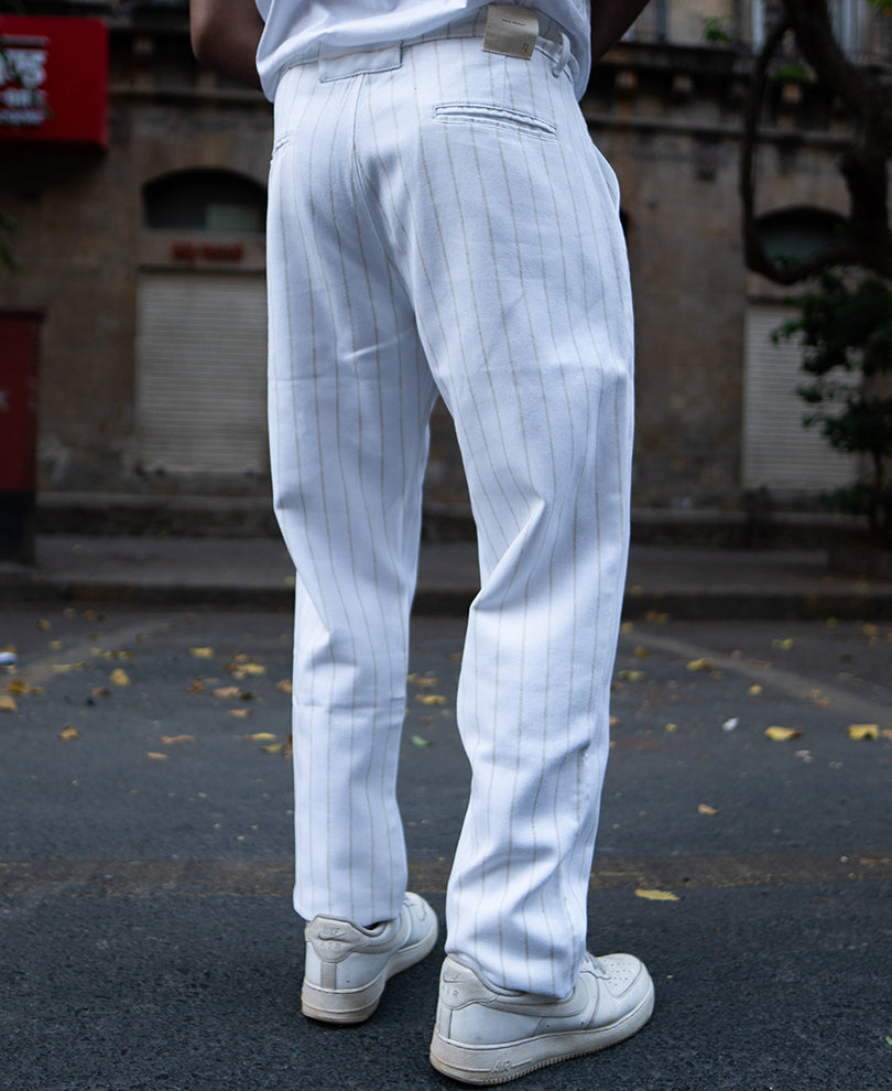 White Striped Cotton Pant.