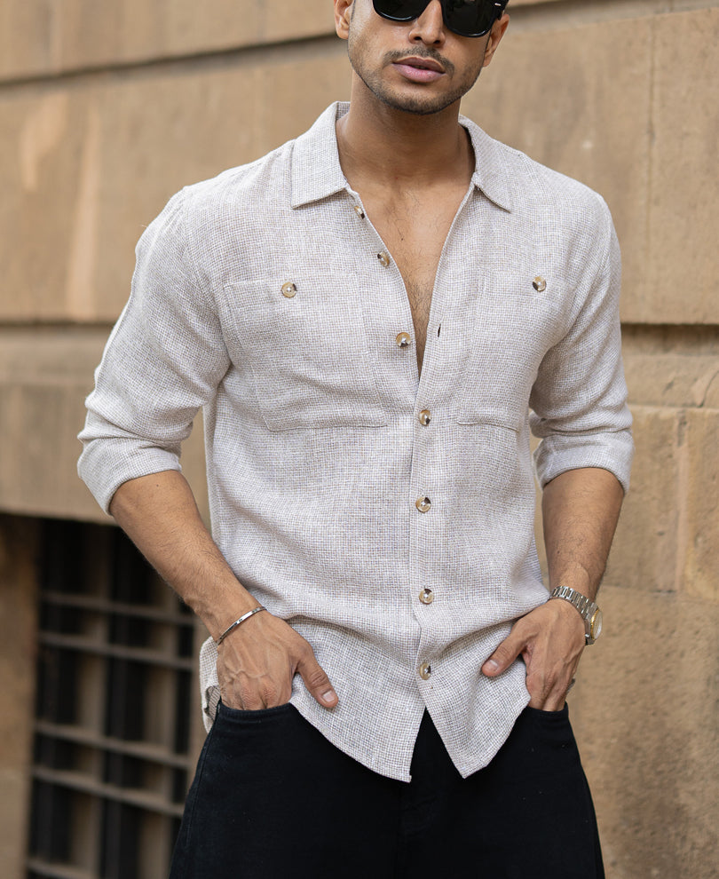 Beige Shirt With Pockets