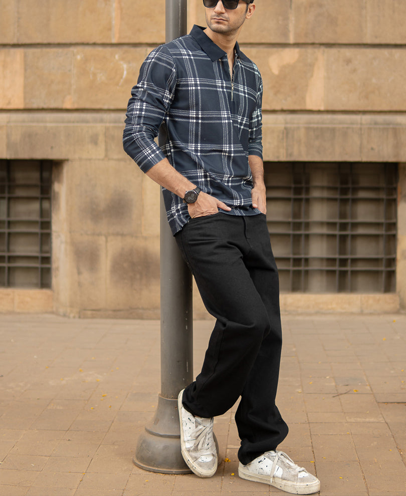 Dark Navy Regular Fit Full Sleeves T-Shirt