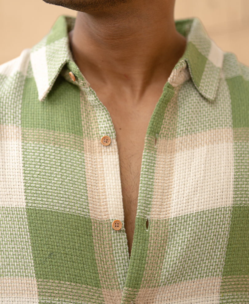 Green Structured Checks Shirt