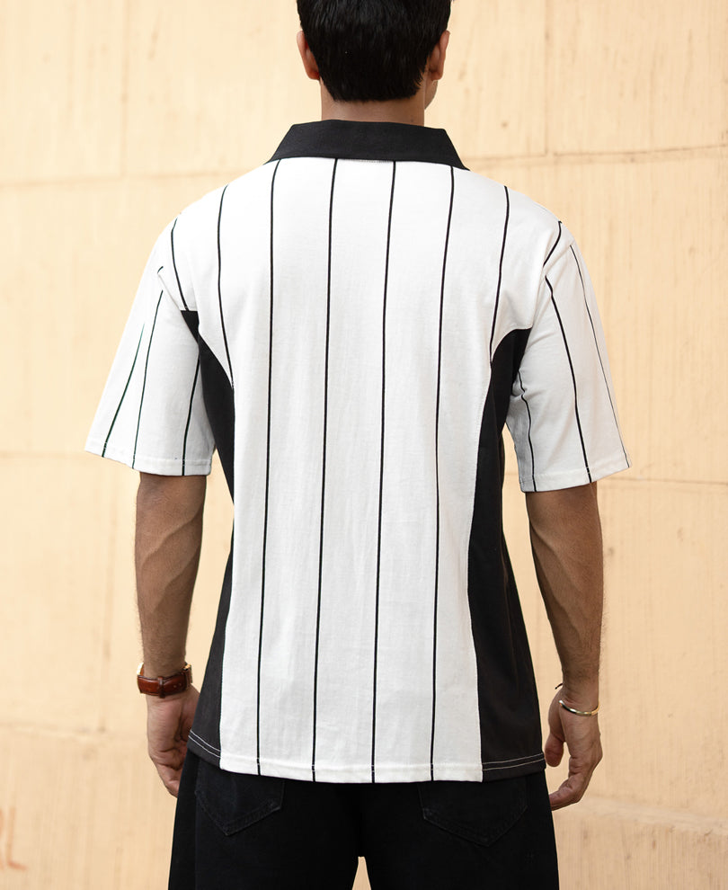 White And Black Panel Print T-Shirt