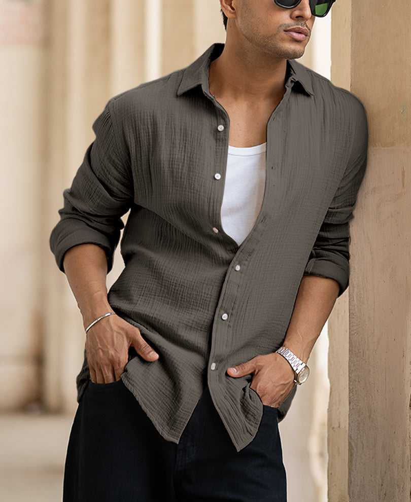 Grey Sky Crinkled Shirts