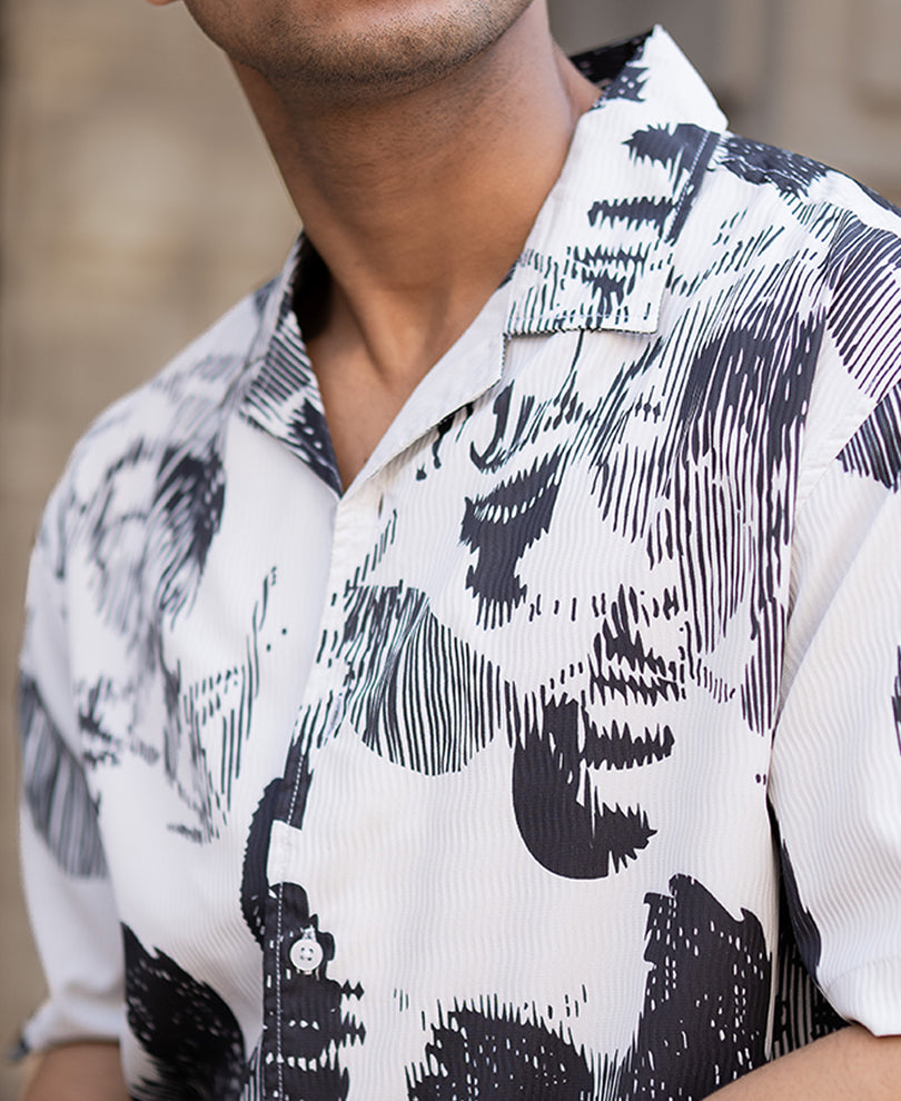 Black And White Abstract Print Shirt