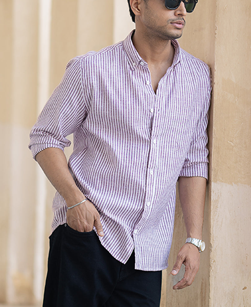 Onion Stripes Regular Fit Full Sleeves Shirt