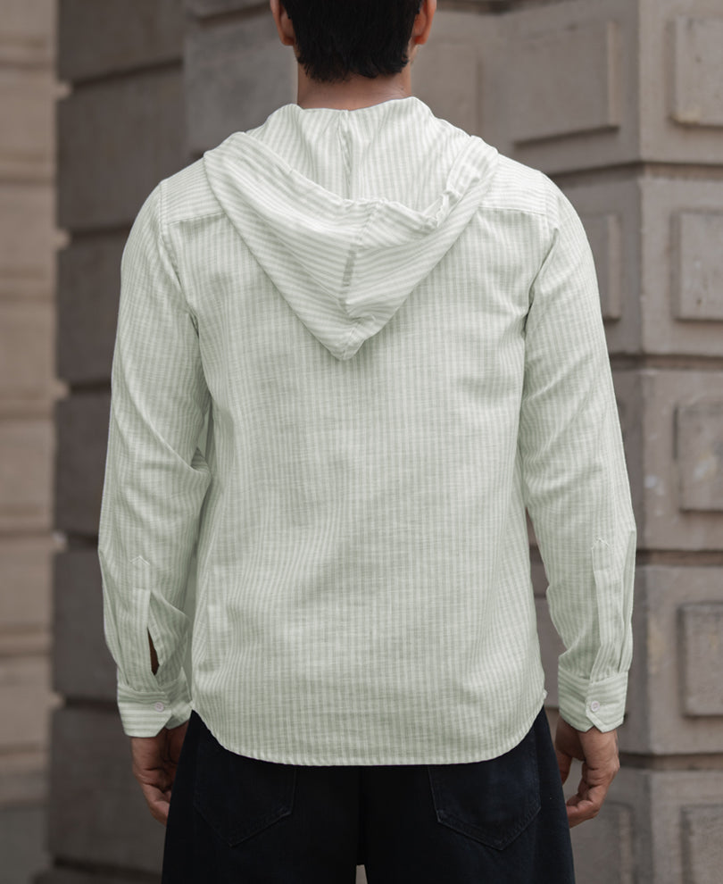 Mint Striped Hooded Shirt