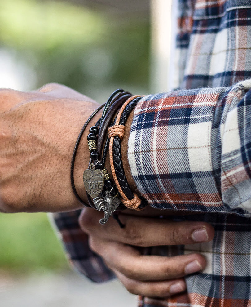 Black and Orange Mix Wrap Bracelet