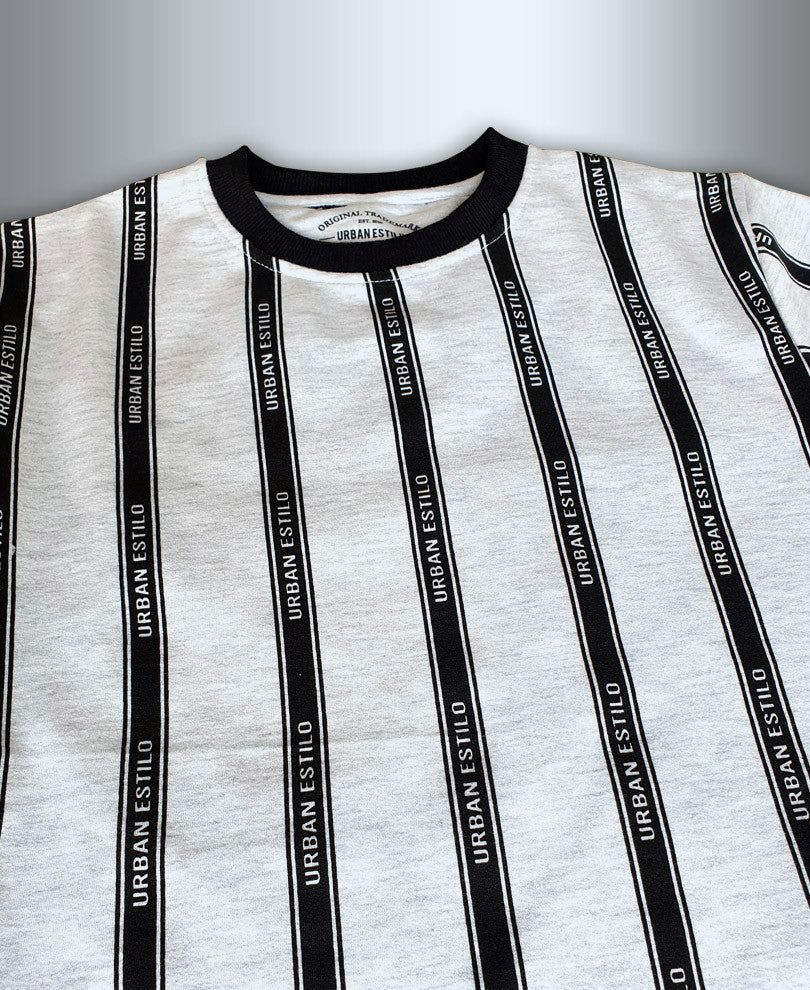 Acro Grey Urban Estilo Stripes Half Sleeves T Shirt