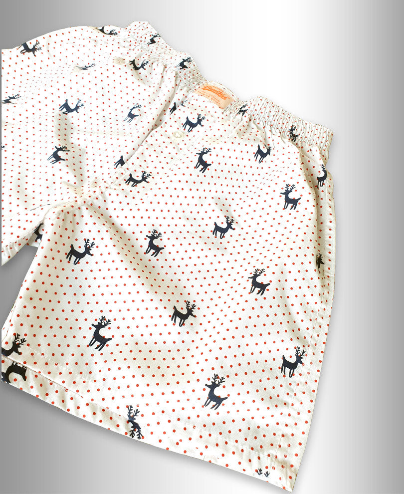 White Deer Print Boxer
