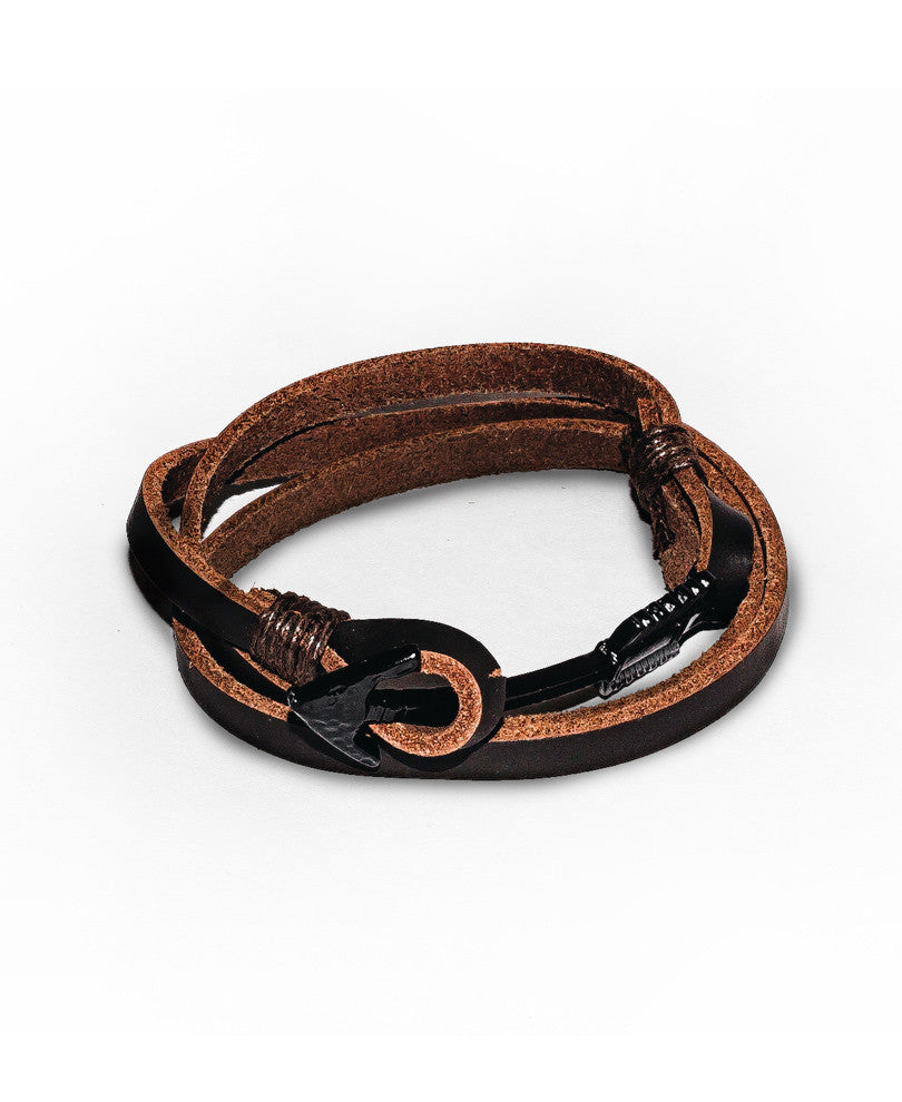 Brown Arrow Lock Leather Bracelet