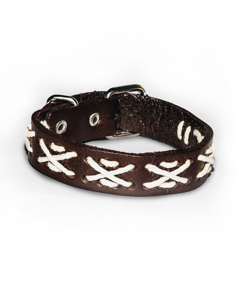 Mens Brown X Wristband With Lock