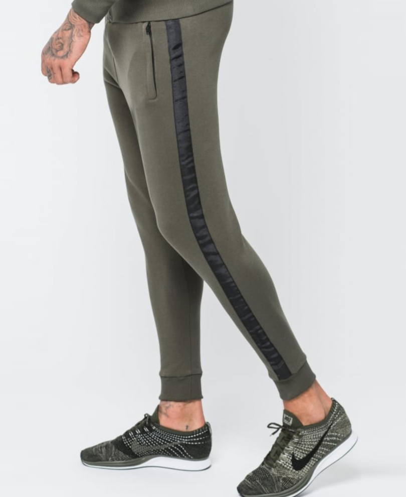 Mens Olive Green Stripes Track Pant