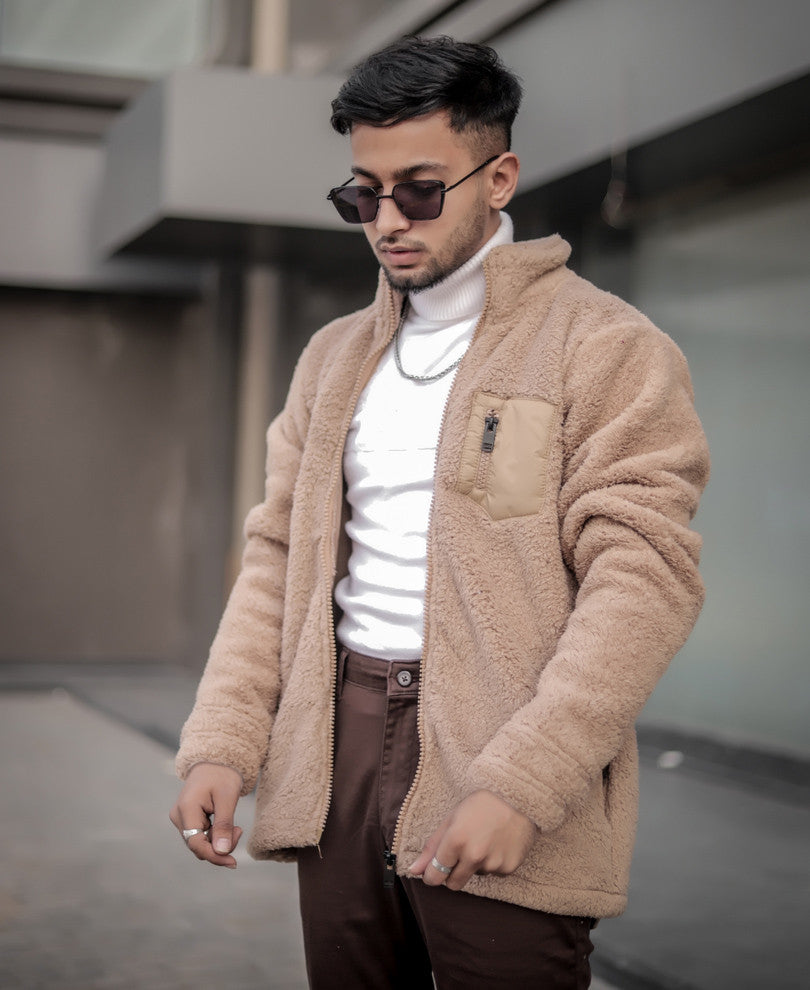Beige Faux Fur Winter Jacket