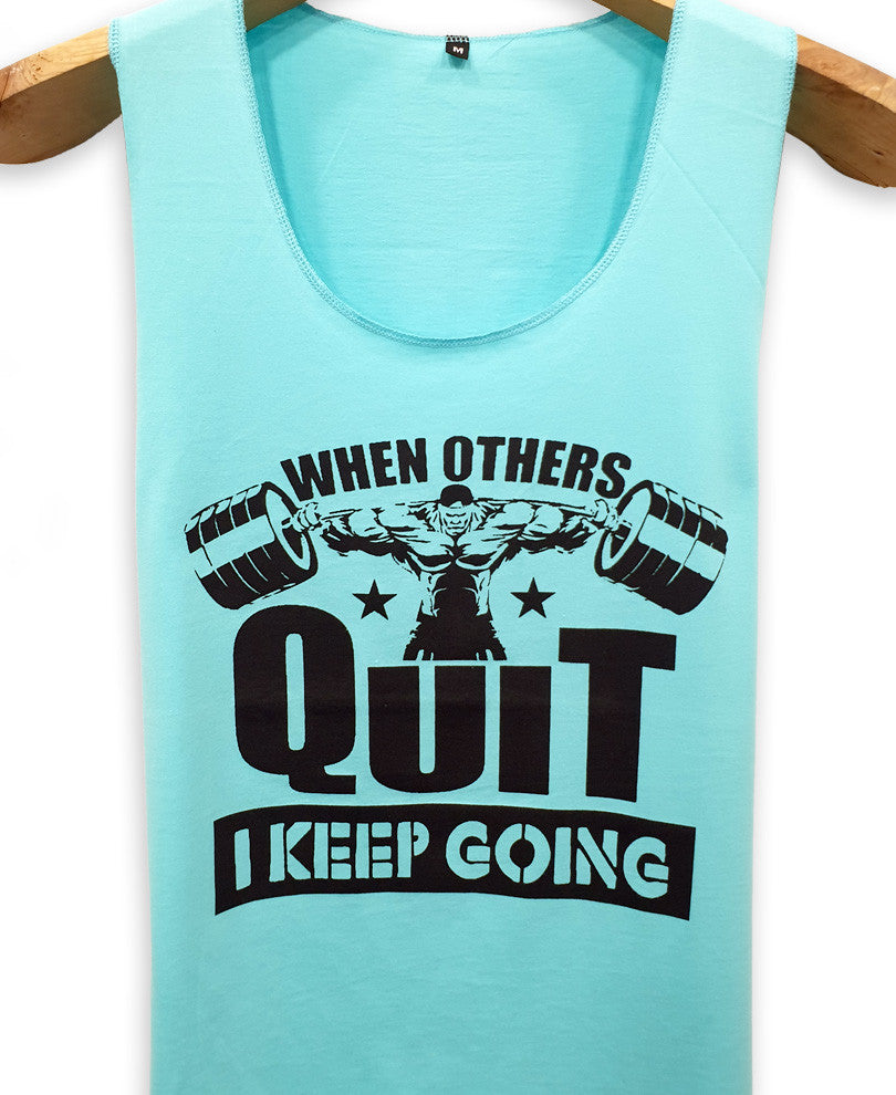 Sky Blue Gym Quotes Vest