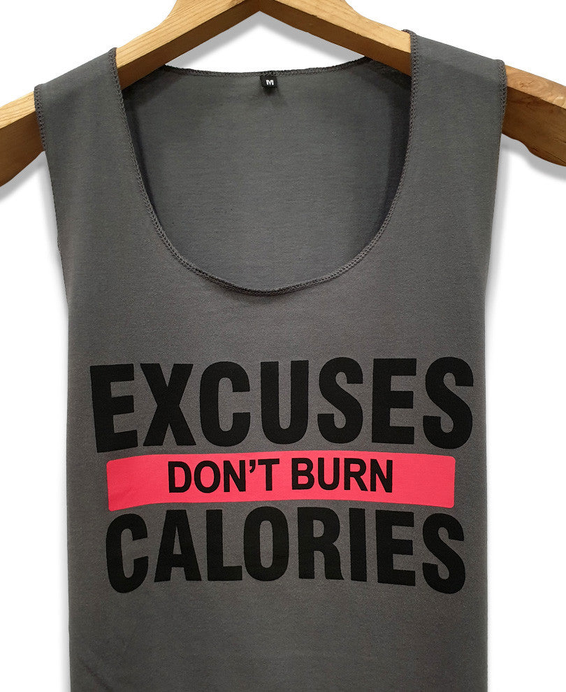 Grey Excuses Red Stripe Quote Gym Vest