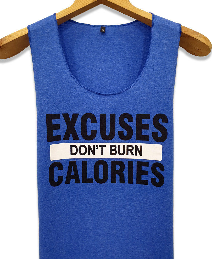 Blue Excuses White Stripe Quote Gym Vest