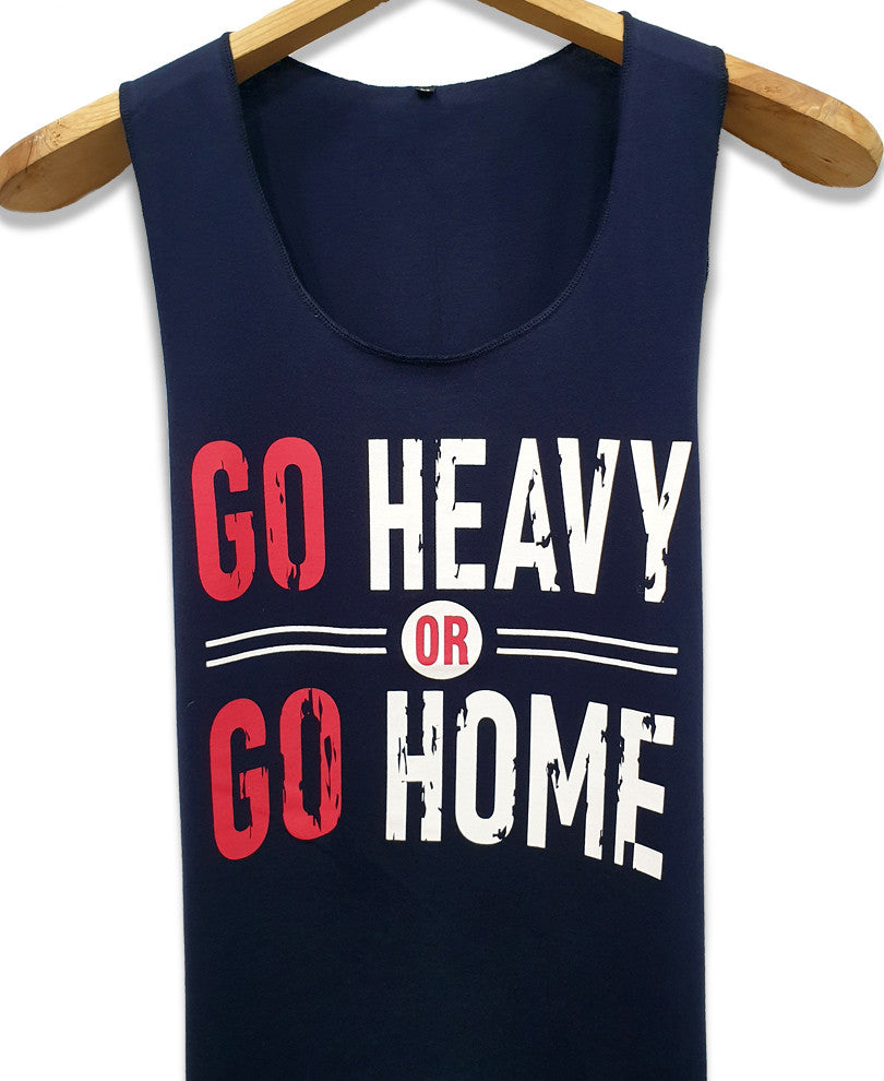 Navy Blue Go Heavy Quote Gym Vest