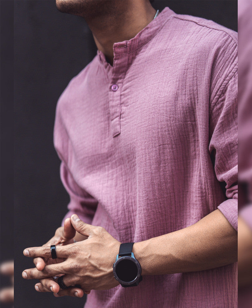 Light Pink Structured Kurta Style Oversize Drop Shoulder Shirt