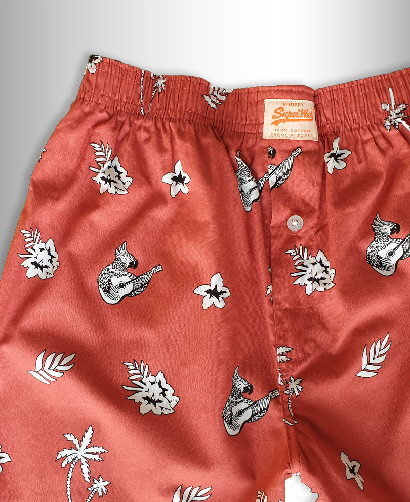 Rusty Pink Parrot Print Boxer