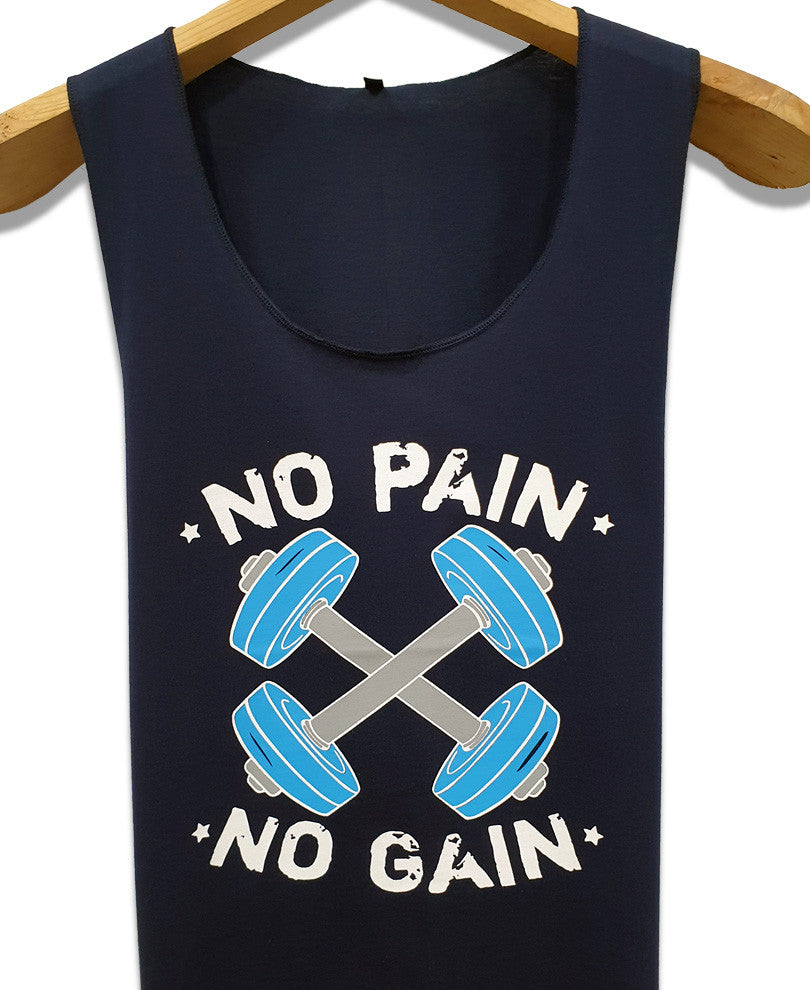 Navy Blue No Pain No Gain Gym Vest