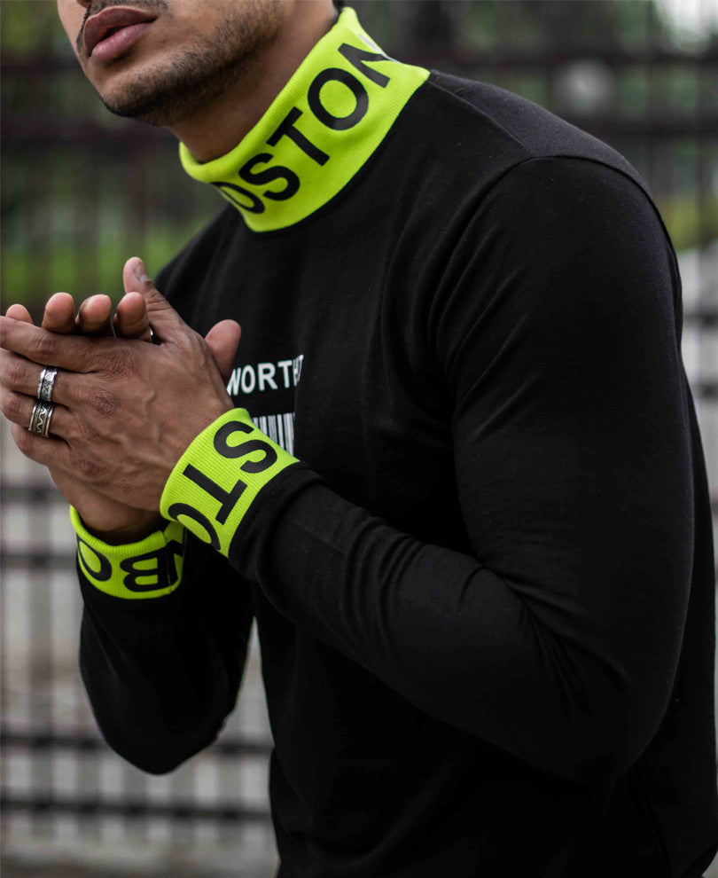 Black Worth It Chest Printed Full Sleeves T Shirt