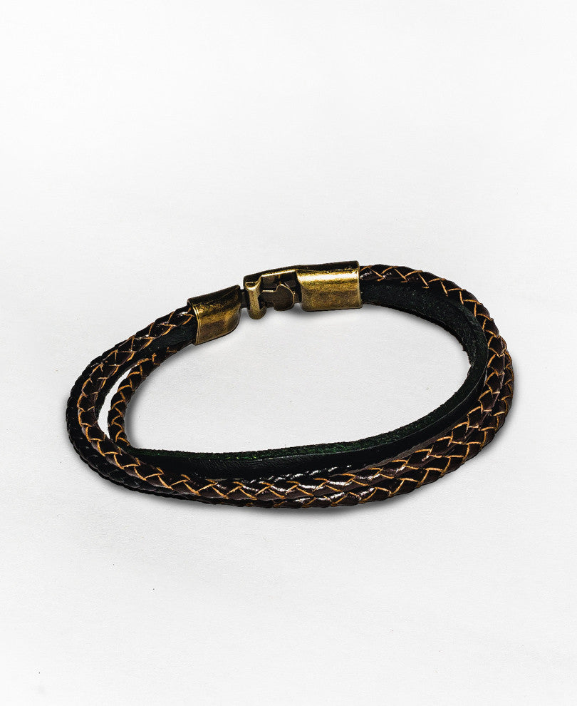 Black and Brown Leather Wristband